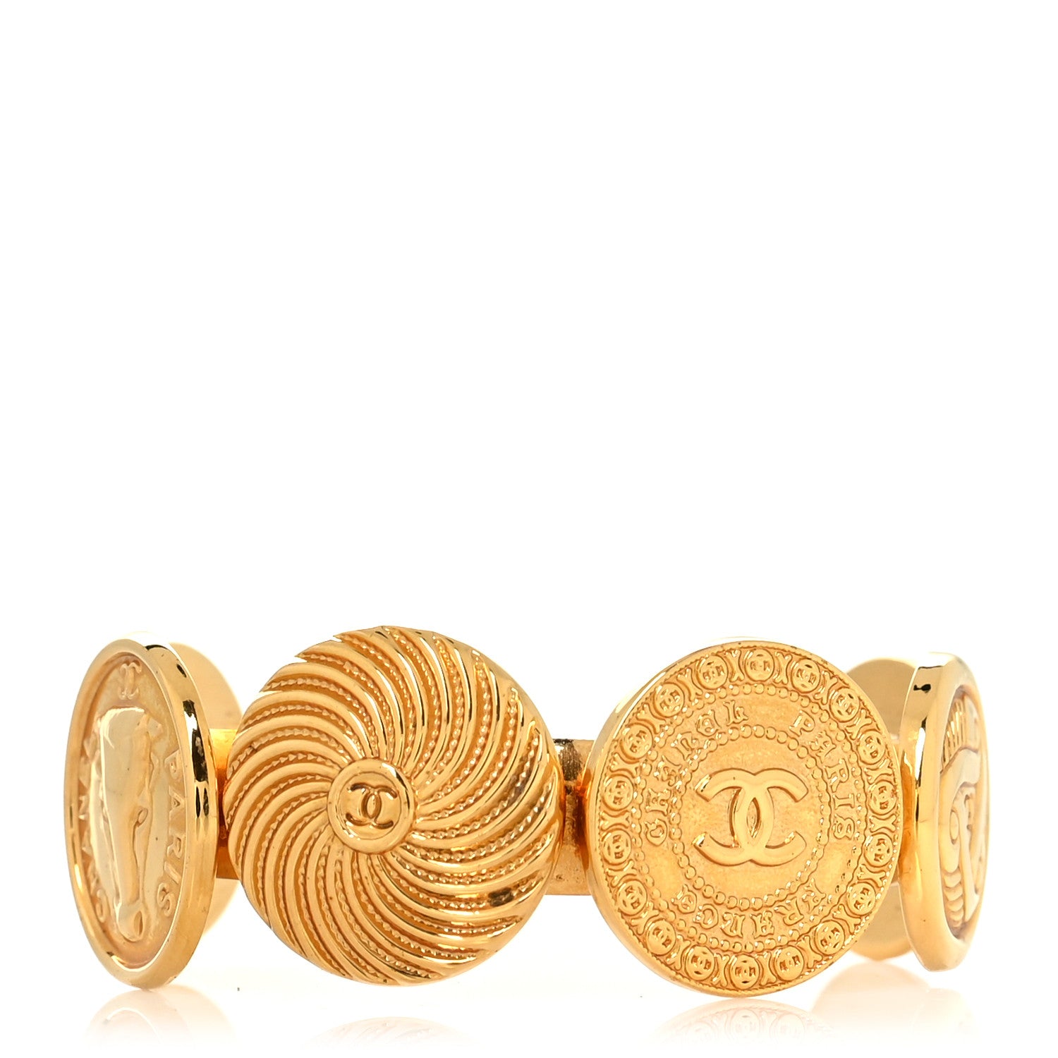 Chanel Metal Coin Cuff Gold 1 of 5
