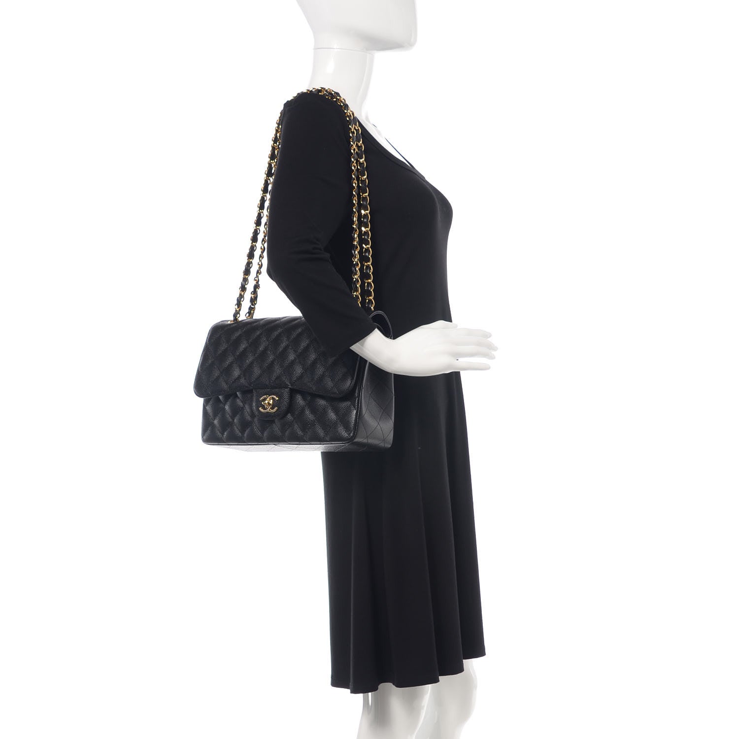 Chanel Caviar Quilted Jumbo Double Flap Black 2 of 10