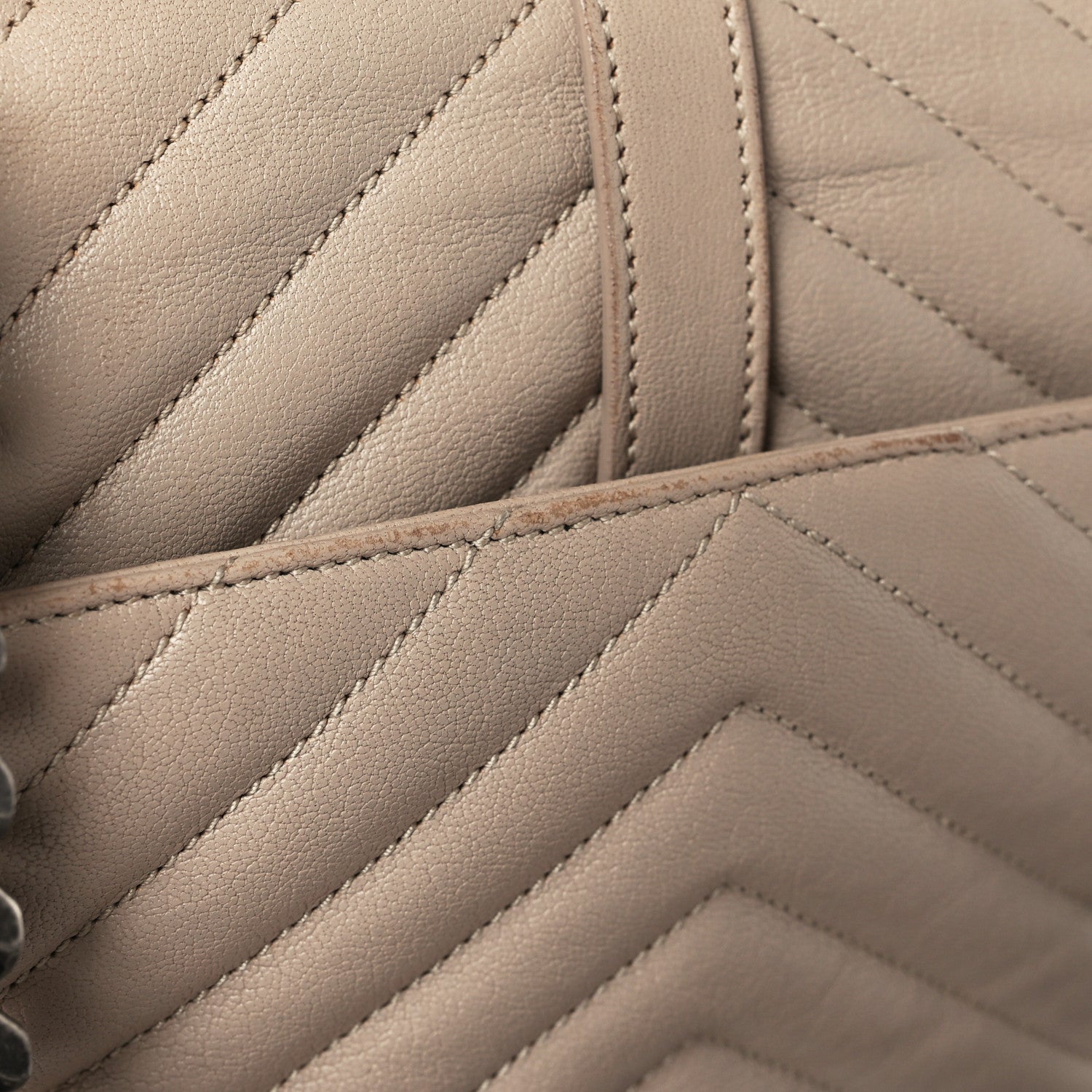 Saint Laurent Sheepskin Matelasse Chevron Monogram Medium College Bag Dark Beige 13 of 13