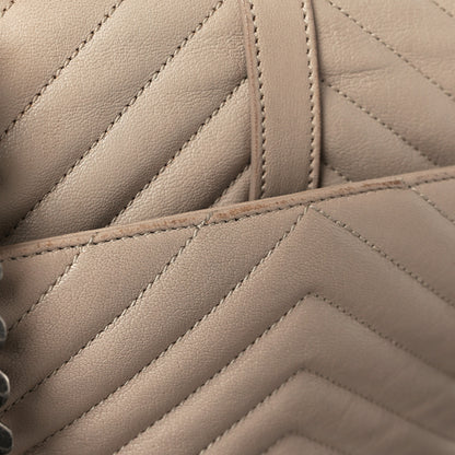 Saint Laurent Sheepskin Matelasse Chevron Monogram Medium College Bag Dark Beige 13 of 13