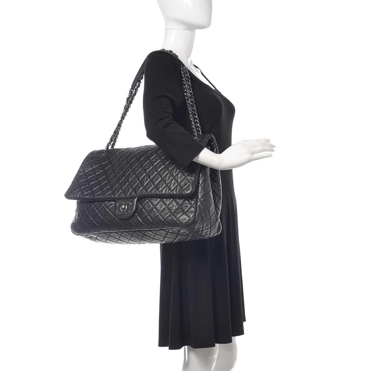 Chanel Calfskin Quilted XXL Travel Flap Bag Black 2 of 10