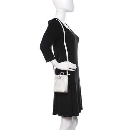 Mansur Gavriel Crocodile Embossed Baby Bucket Bag White 2 of 11