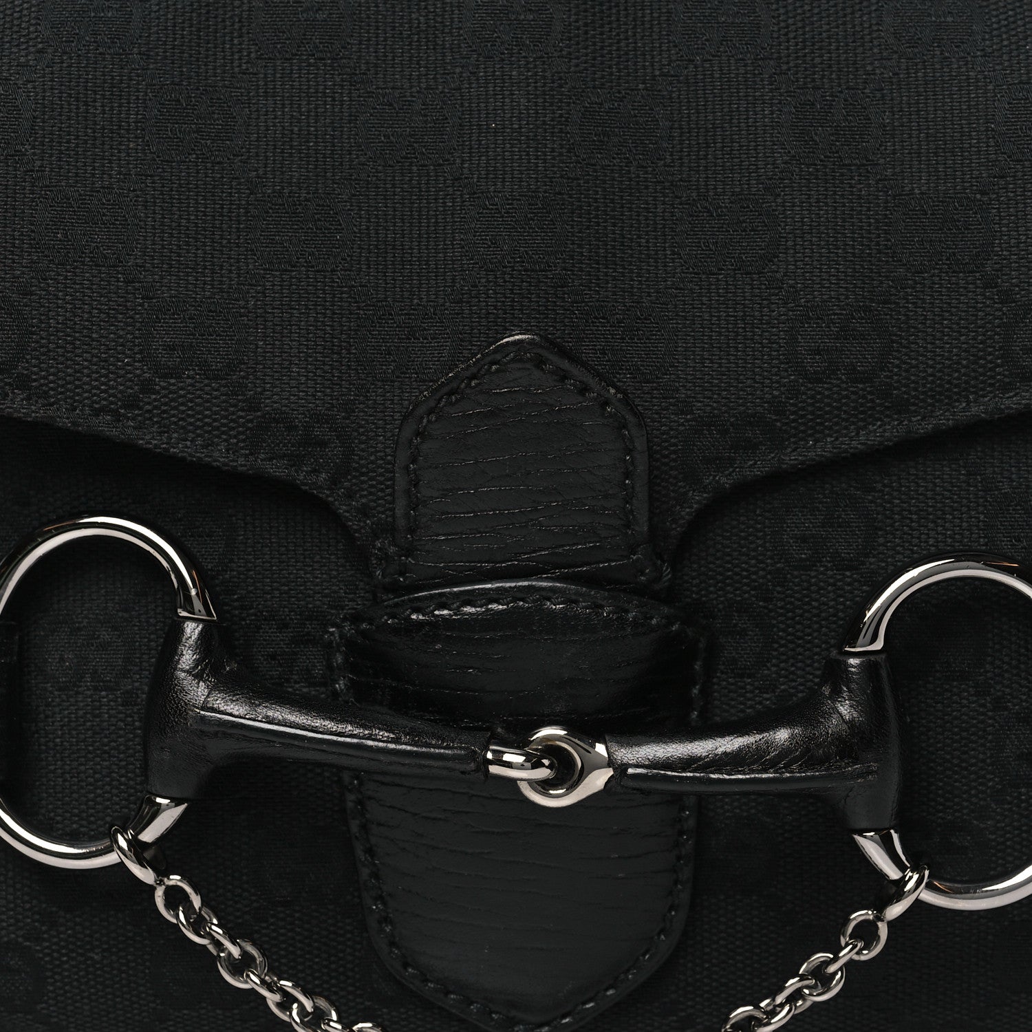 Gucci Monogram Horsebit Chain Flap Bag Black 8 of 14