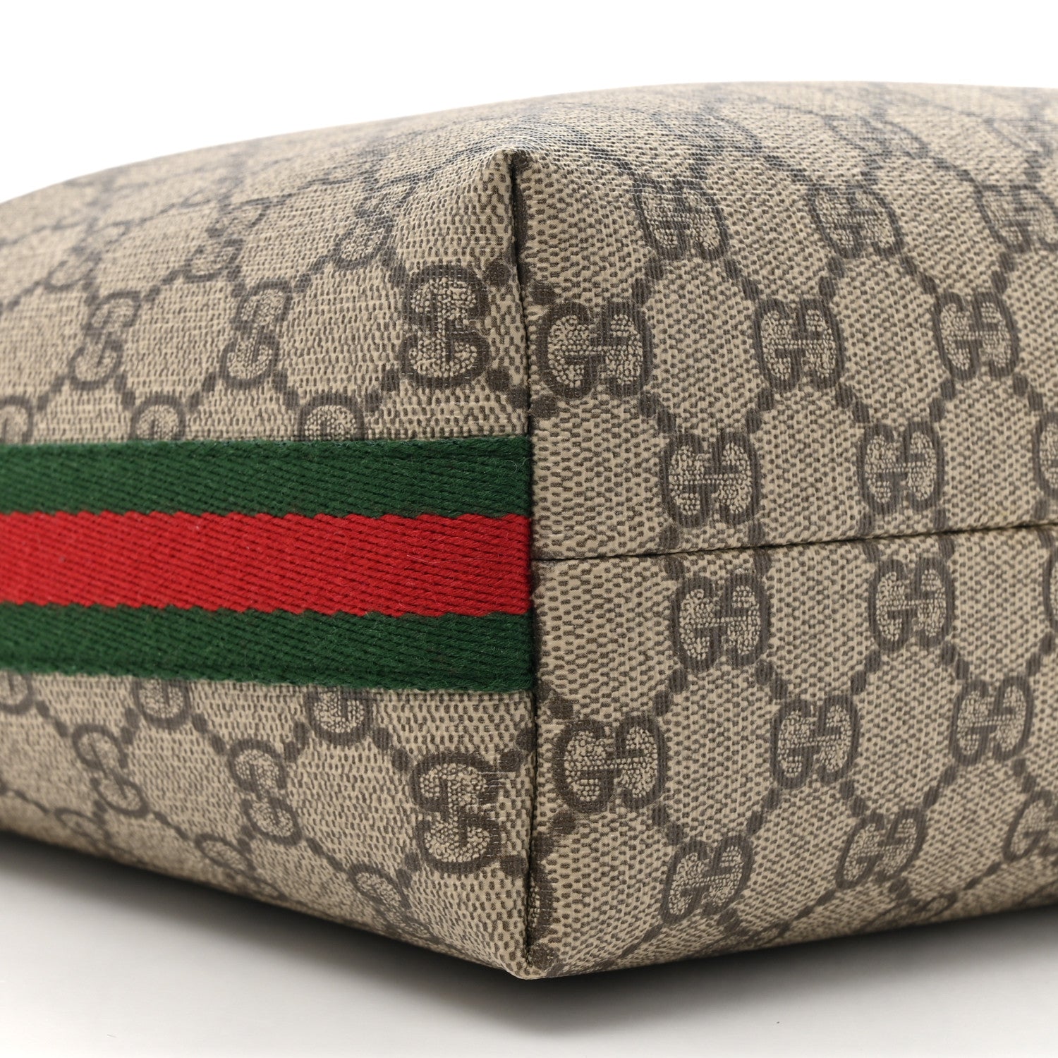 Gucci GG Supreme Monogram Textured Calfskin Web Super Mini Ophidia Shoulder Bag Beige Ebony New Acero 10 of 12