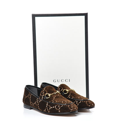 Gucci Velvet GG Monogram Horsebit Womens Jordaan Loafers 35.5 Brown Black 9 of 9