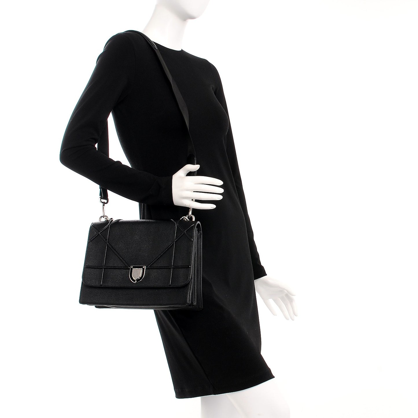 Grained Calfskin Diorama Satchel Black