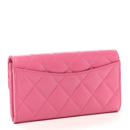 Chanel Caviar Quilted Medium Gusset Flap Wallet Pink 3 of 8