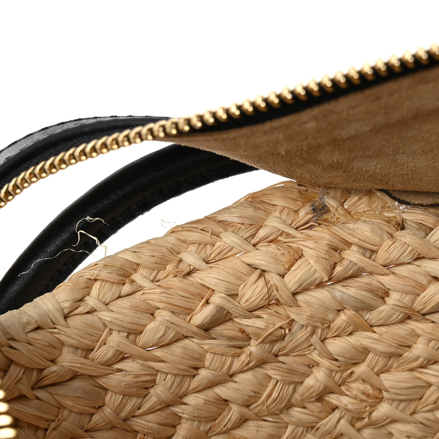 Loewe Raffia Nappa Calfskin Small Paseo Basket Bag Natural Black 12 of 14