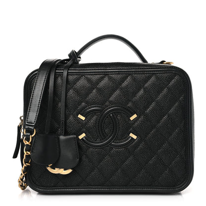 Chanel Caviar Quilted Large CC Filigree Vanity Case Black 1 of 9