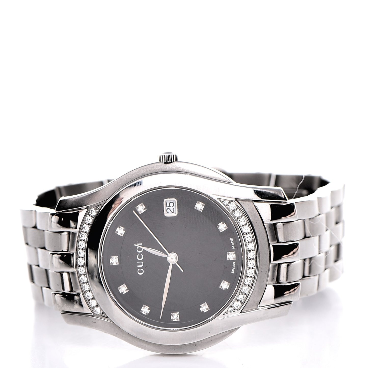 Stainless Steel Diamond Bezel 35mm 5500M Quartz Watch Black