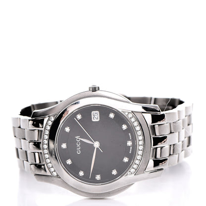 Gucci Stainless Steel Diamond Bezel 35mm 5500M Quartz Watch Black 3 of 8