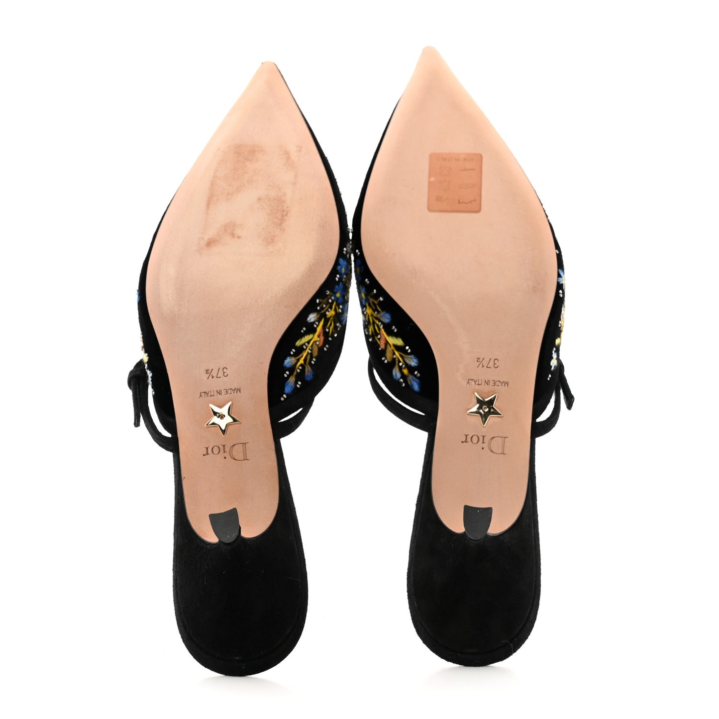 Velvet Beaded Embroidered Flower Dioreve Mules 37.5 Black Multicolor