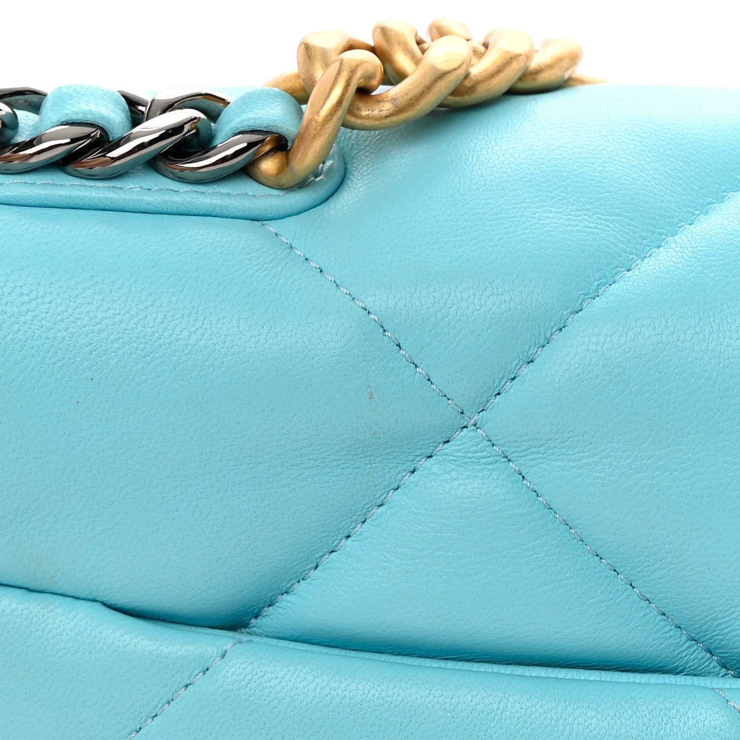 Chanel Shiny Lambskin Quilted Medium Chanel 19 Flap Light Blue 11 of 12