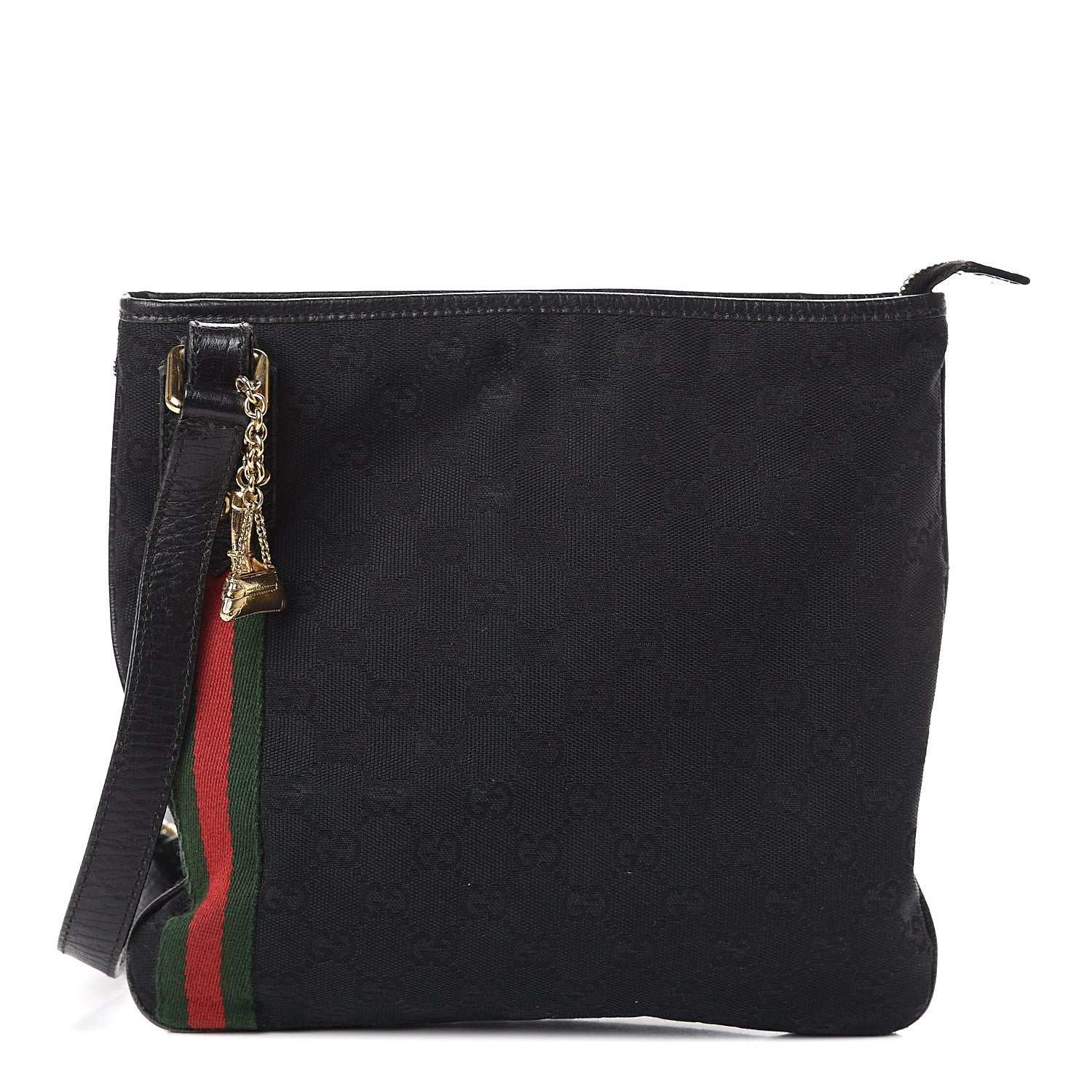 Gucci Monogram Web Jolicoeur Charms Messenger Bag Black 1 of 7