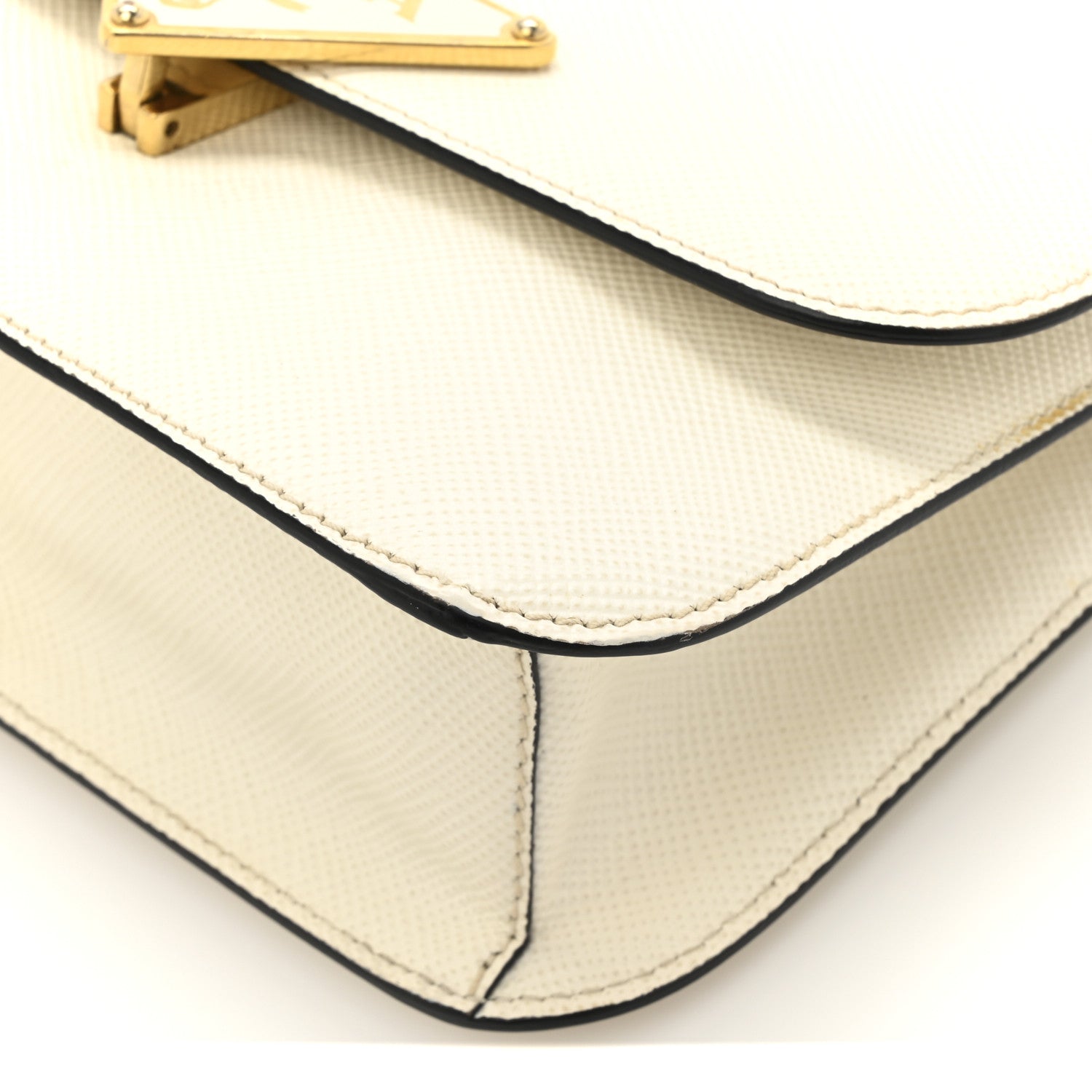 Prada Saffiano Cuir Triangle Embleme Flap Shoulder Bag White 8 of 16