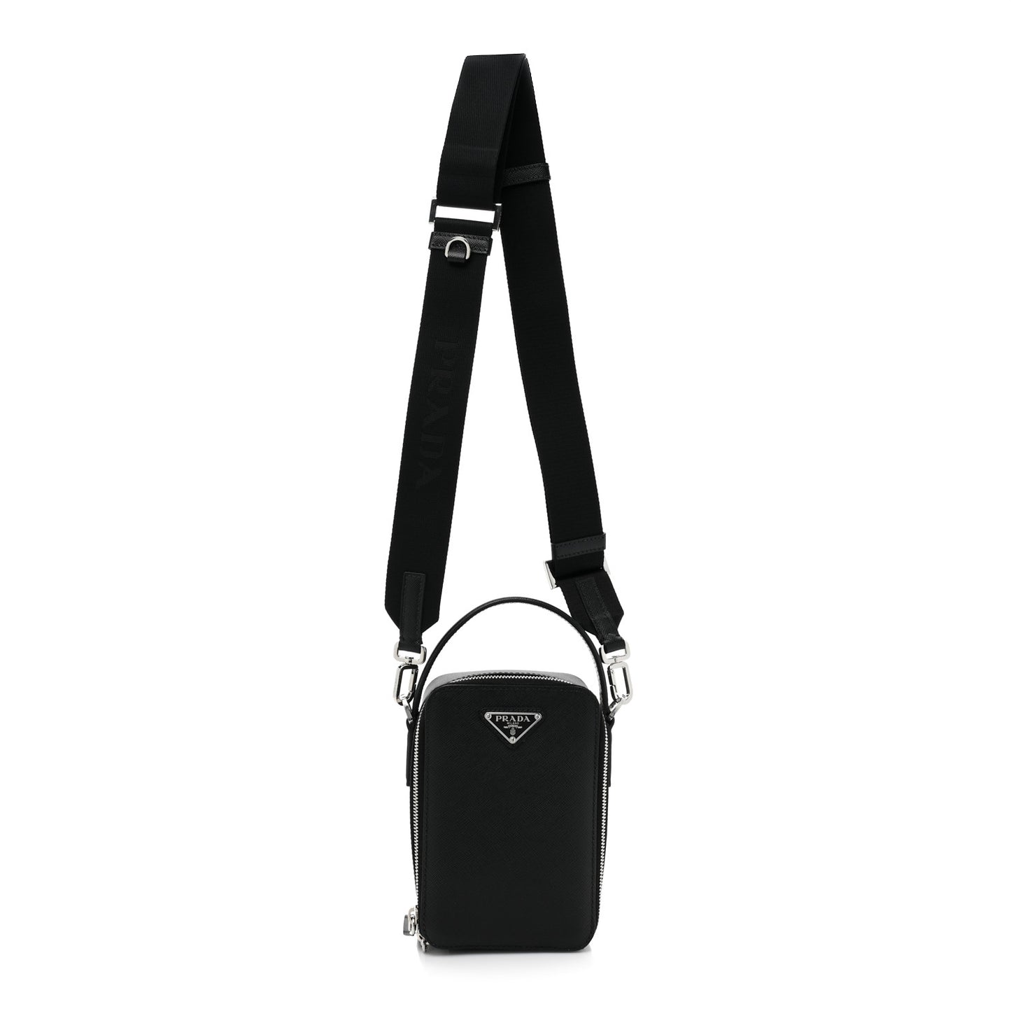 Saffiano Travel Brique Crossbody Messenger Bag Black