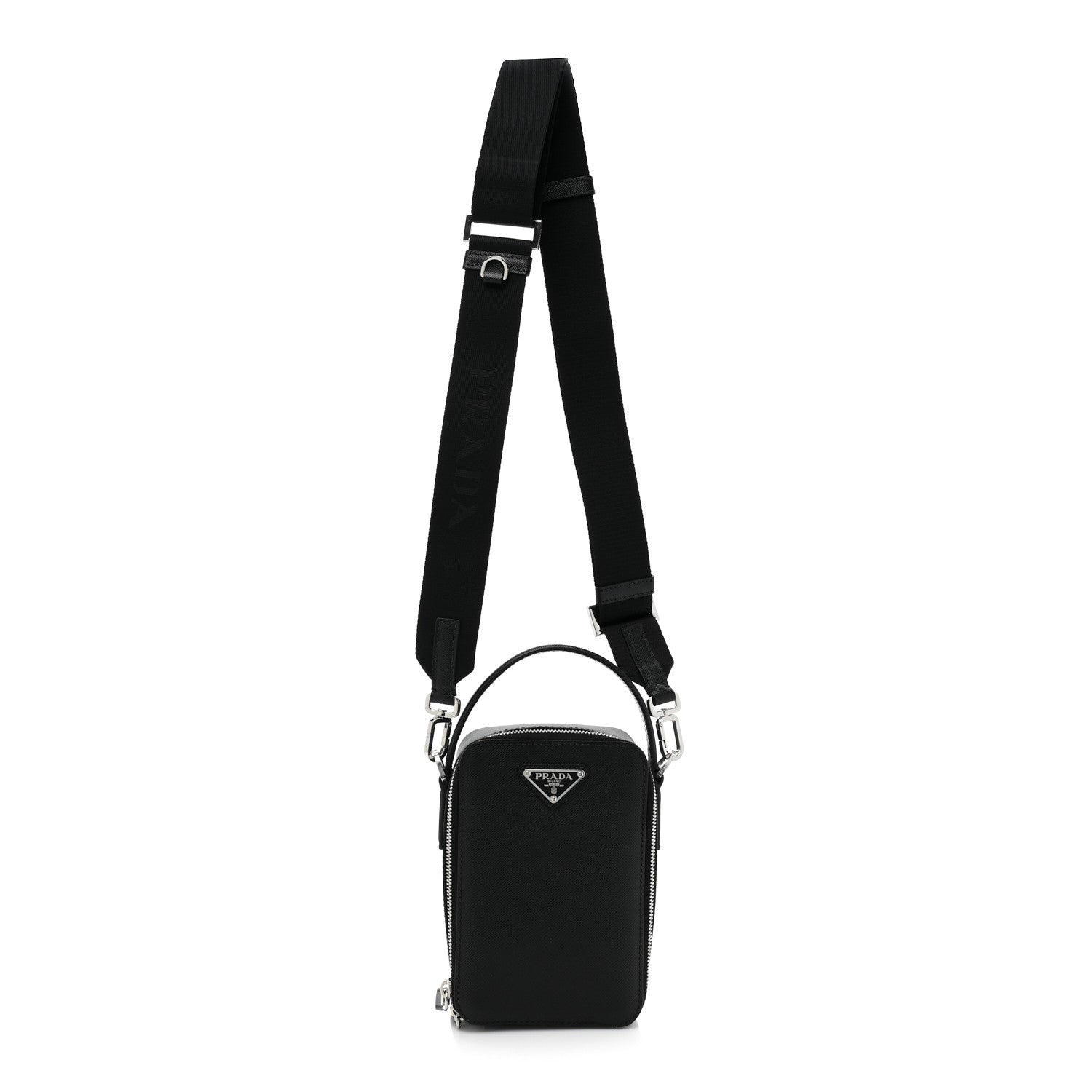 Prada Saffiano Travel Brique Crossbody Messenger Bag Black 1 of 9