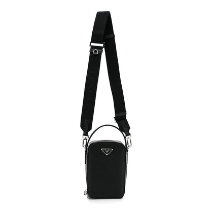 Prada Saffiano Travel Brique Crossbody Messenger Bag Black 1 of 9