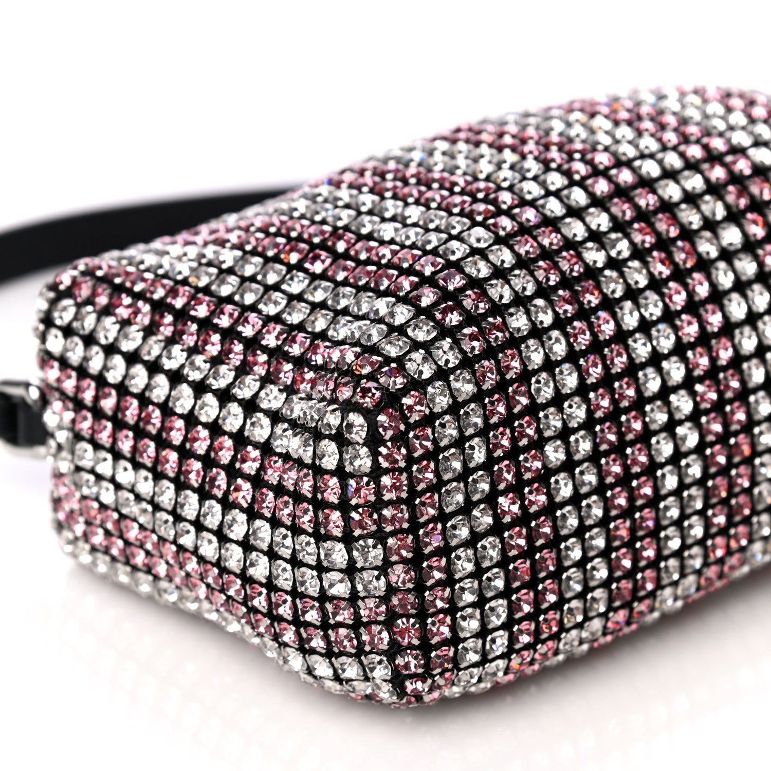 Alexander Wang Mesh Crystal Rhinestone Mini Heiress Pouch Pink Silver 8 of 9