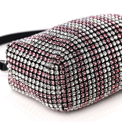 Alexander Wang Mesh Crystal Rhinestone Mini Heiress Pouch Pink Silver 8 of 9