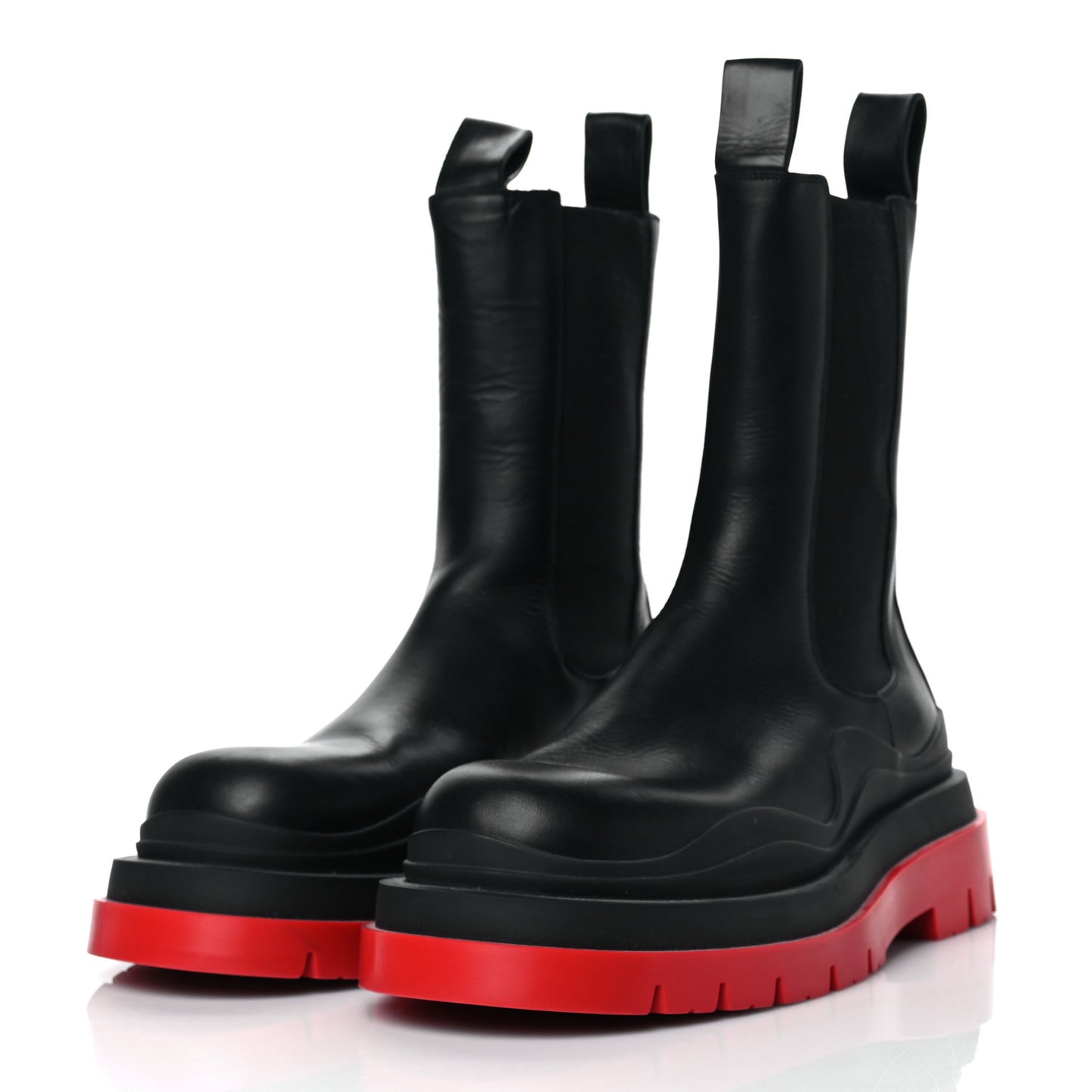 Calfskin The Tire Chelsea Boots 43 Black Bright Red