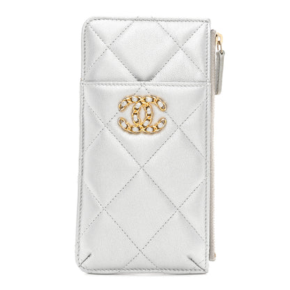 Chanel Lambskin Quilted Chanel 19 Phone and Card Holder Silver 1 of 8