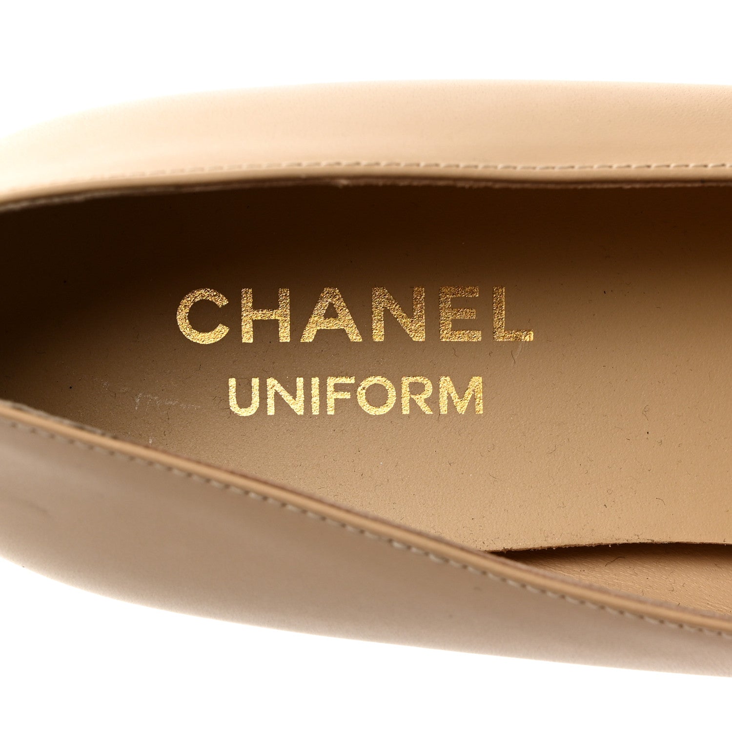 Chanel Lambskin Cap Toe CC Uniform Ballerina Flats 37.5 Beige Black 6 of 9