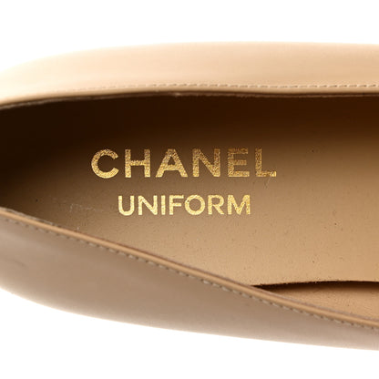 Chanel Lambskin Cap Toe CC Uniform Ballerina Flats 37.5 Beige Black 6 of 9