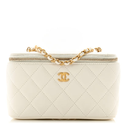 Chanel Lambskin Quilted Pearl Crush Small Vanity Case With Chain White 1 of 13