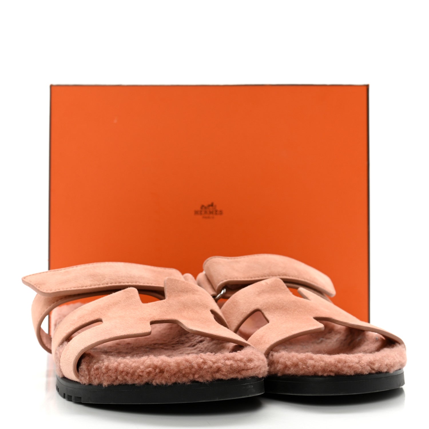 Hermes Suede Goatskin Woolskin Womens Chypre Sandals 41 Rose Aube 14 of 14