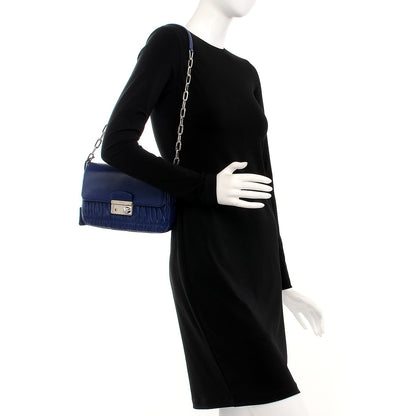 Prada Nappa Gaufre Sound Chain Flap Shoulder Bag Inchiostro 2 of 12