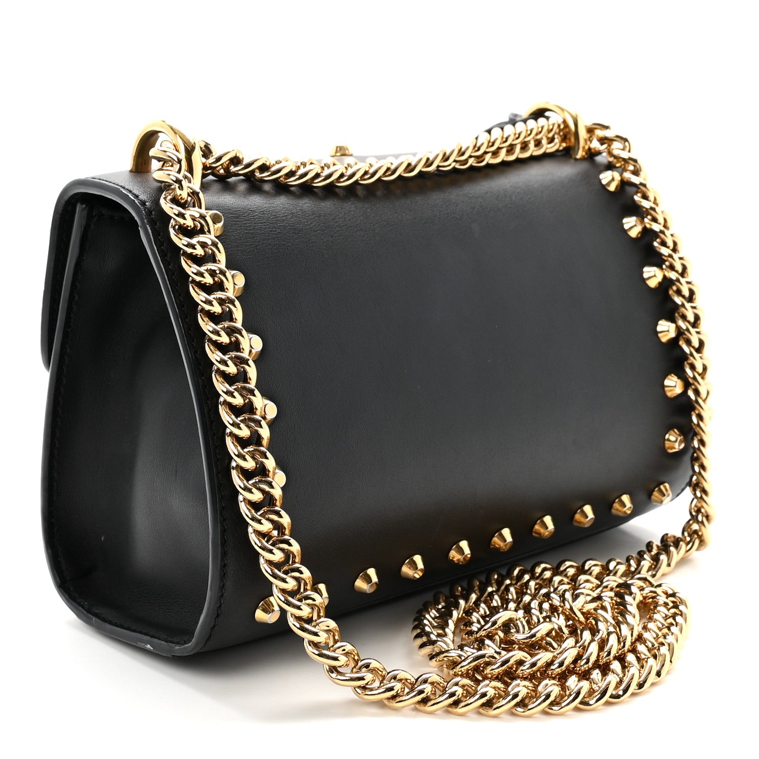 Gucci Calfskin Studded Small Padlock Shoulder Bag Black 3 of 10