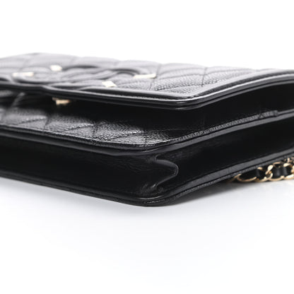 Chanel Caviar Quilted CC Filigree Wallet On Chain WOC Black 11 of 13