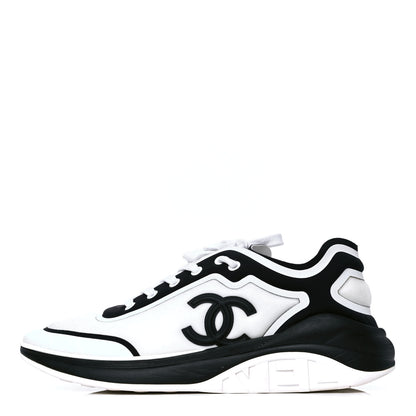 Chanel Lycra Womens CC Sneakers 41 White Black 1 of 5