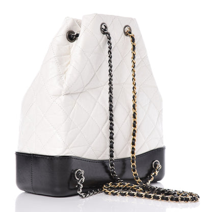 Chanel Aged Calfskin Quilted Gabrielle Backpack Black White 3 of 10