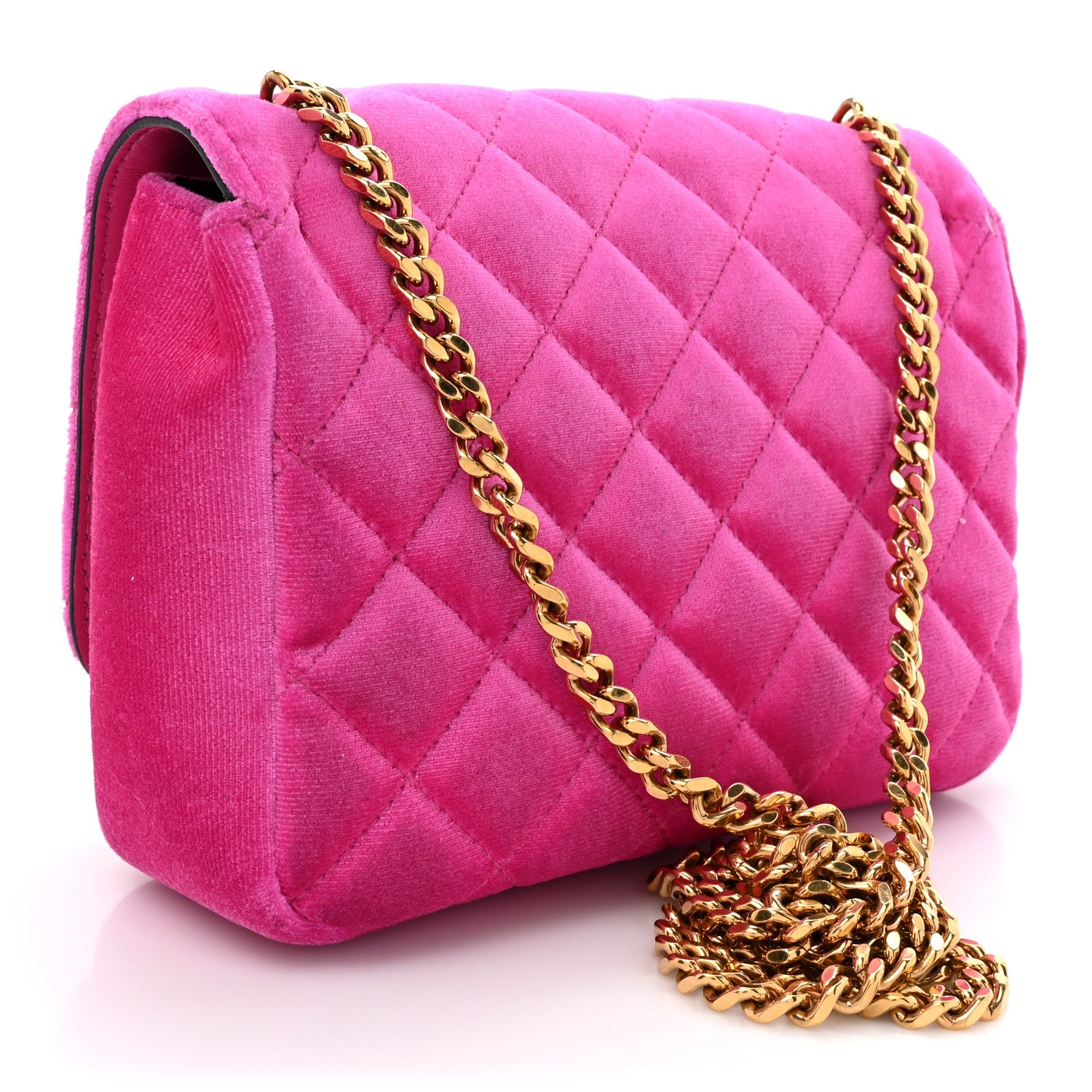 Versace Velvet Quilted Medusa Chain Crossbody Pink 3 of 11