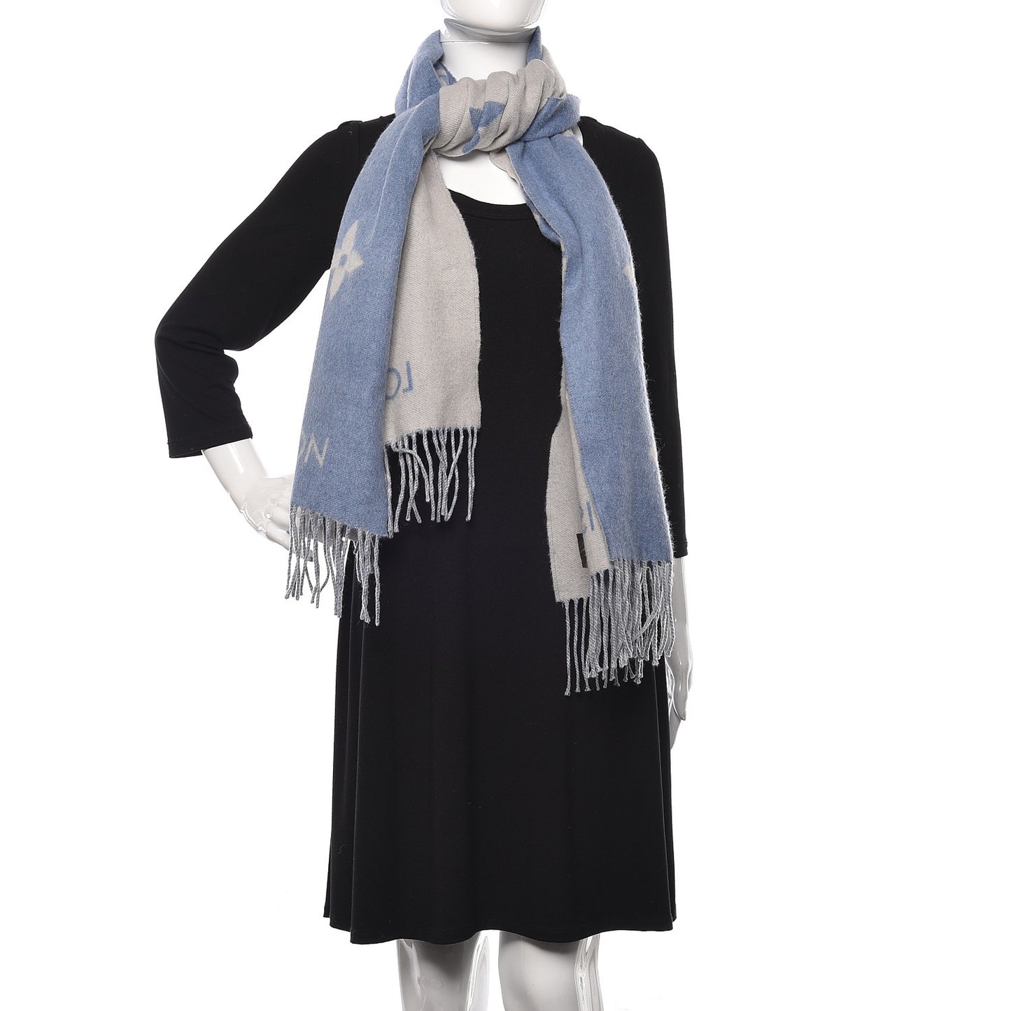 Cashmere Monogram Reykjavik Scarf Denim