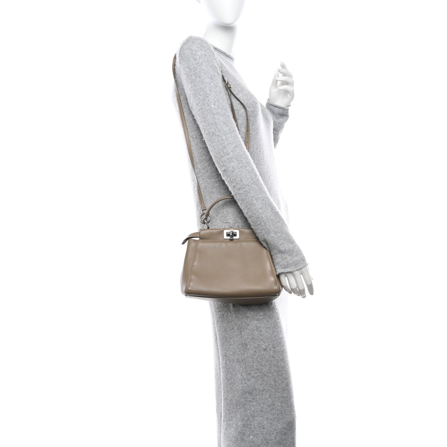 Fendi Nappa Mini Peekaboo Iconic Satchel Tortora 2 of 11