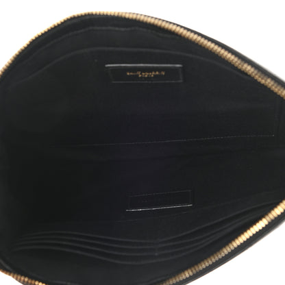Saint Laurent Calfskin Crocodile Embossed Tablet Pouch Black 5 of 7
