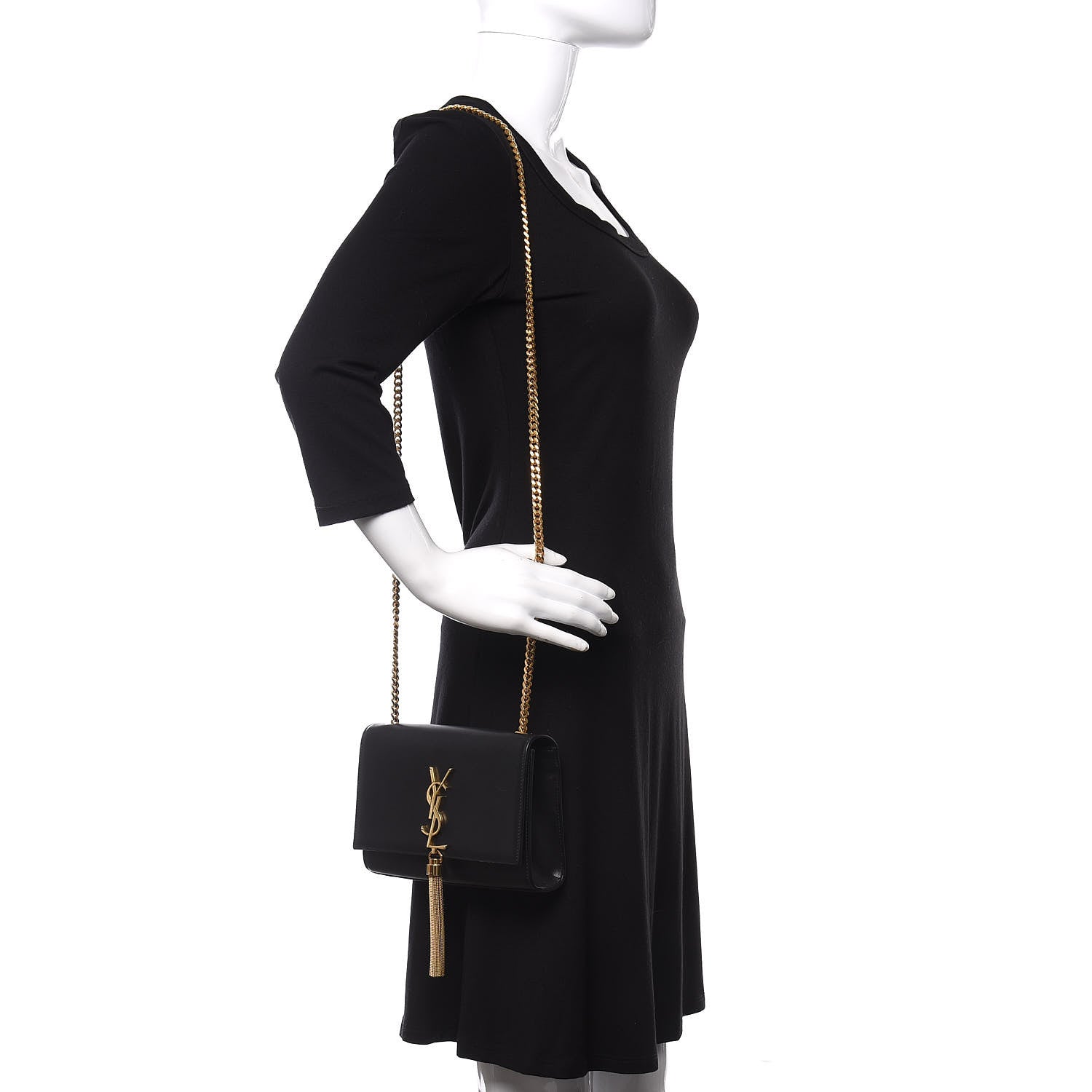 Saint Laurent Calfskin Small Classic Monogram Kate Tassel Satchel Black 2 of 15