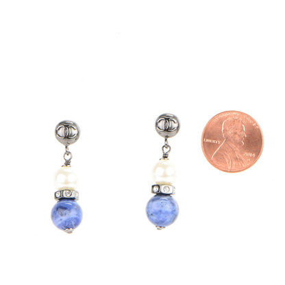 Chanel Crystal Pearl Drop CC Earrings 2 of 6