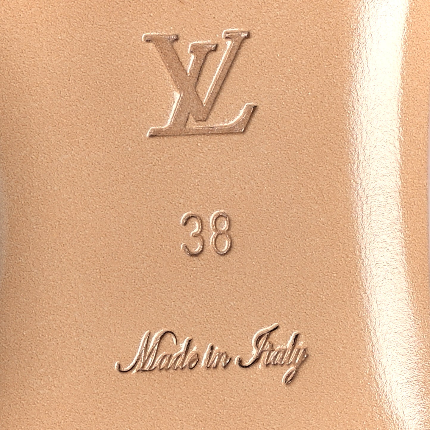 Lambskin Embossed Monogram Revival Flat Mules 38 Beige