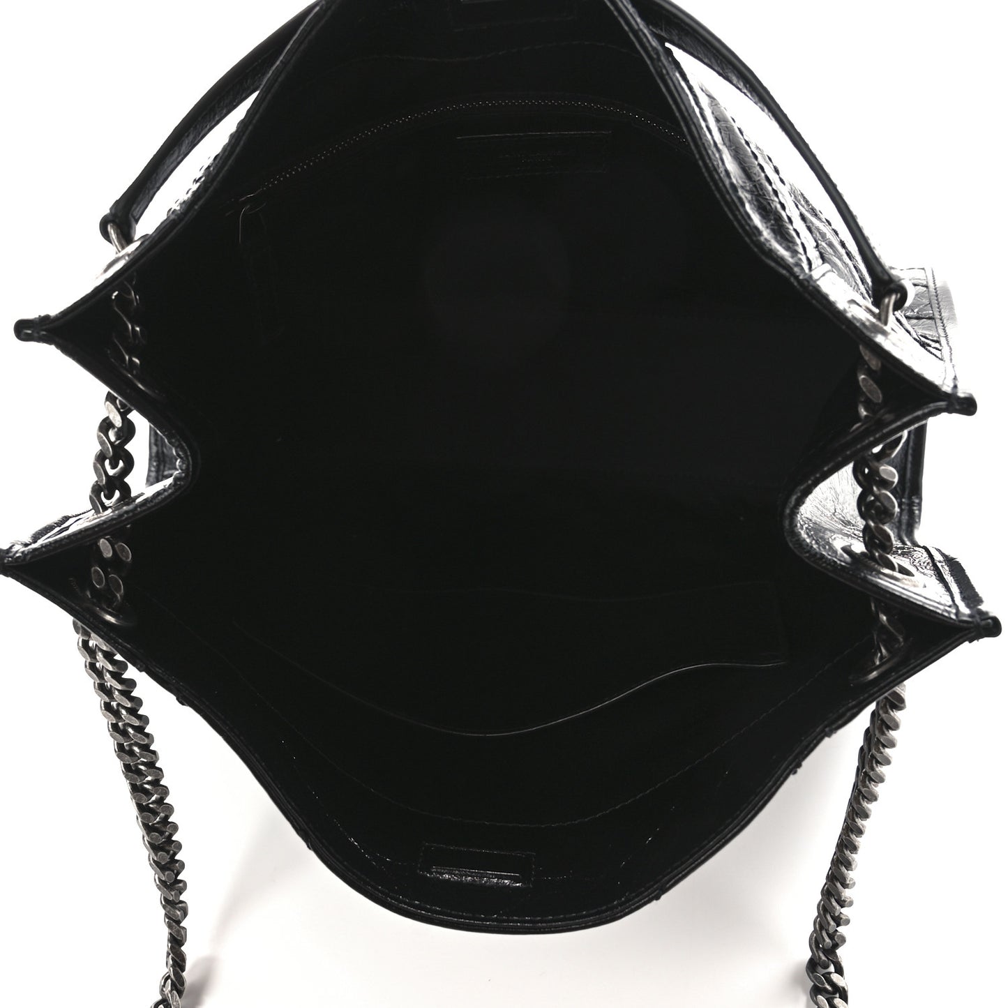 Crinkled Calfskin Matelasse Monogram Medium Niki Shopper Tote Black