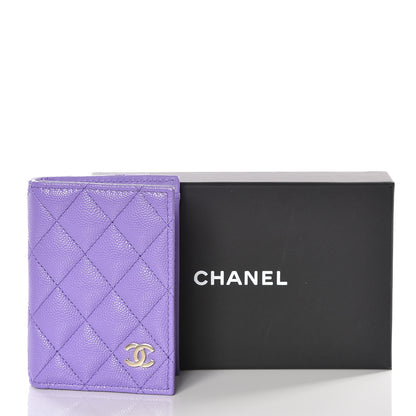 Chanel Caviar Quilted Card Holder Wallet Purple 10 of 10