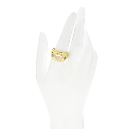 Elizabeth Locke 19K Yellow Gold Moonstone Blue Zircon Cigar Ring 60 9 2 of 6