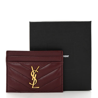 Saint Laurent Grain De Poudre Matelasse Chevron Cassandre Credit Card Case Bordeaux 8 of 8