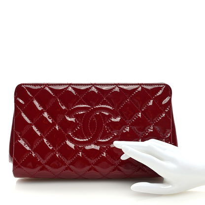 Chanel Patent CC Quilted Timeless Clutch Red 2 of 9