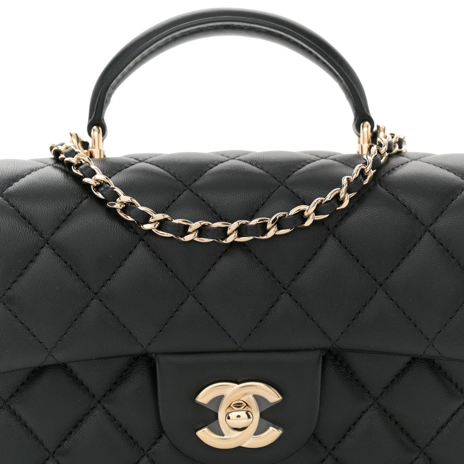 Chanel Lambskin Quilted Mini Top Handle Rectangular Flap Black 8 of 11