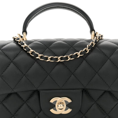 Chanel Lambskin Quilted Mini Top Handle Rectangular Flap Black 8 of 11