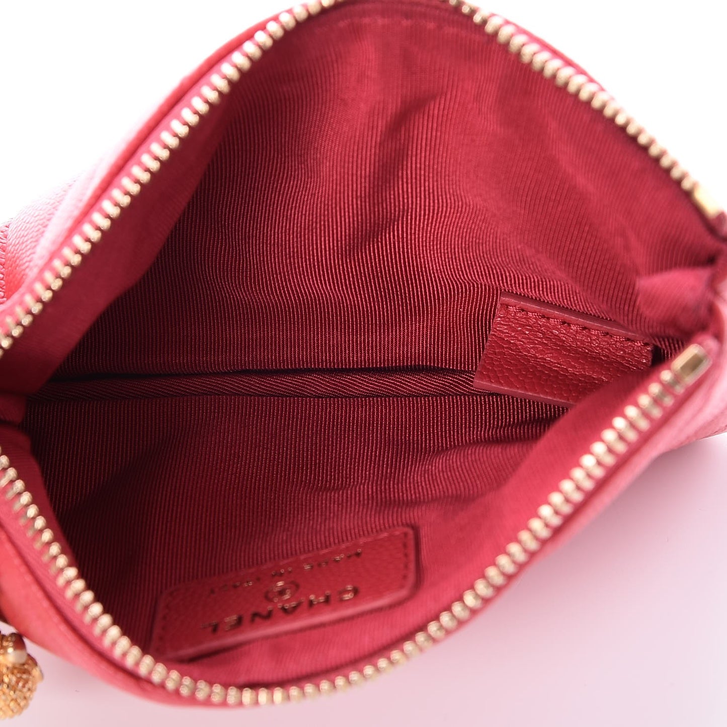 Caviar Chevron Quilted Small Ancient Greek Charms Cosmetic Case Red